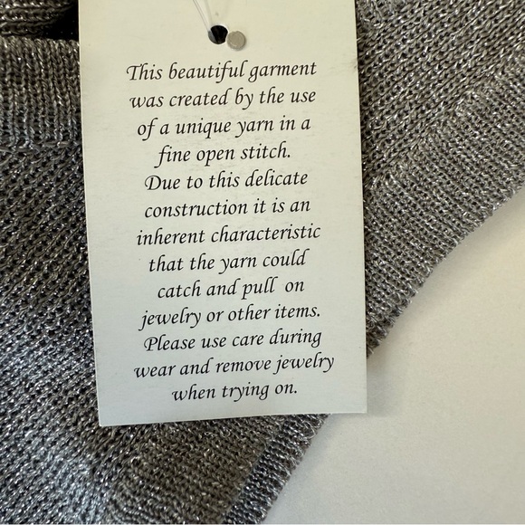 Chico’s Shimmering Chic Metallic Grey Sleeveless Sweater Tank- Chico Sz. 1 ~ New - Picture 7 of 11